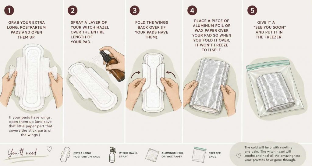 frozen postpartum pad instructions step by step